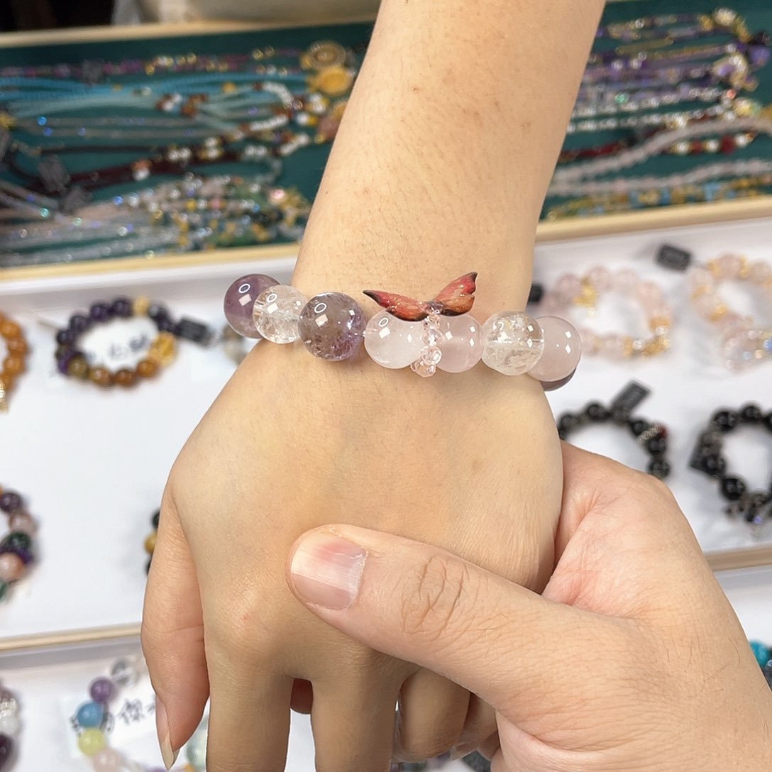 水晶手链银S925镀金镶嵌