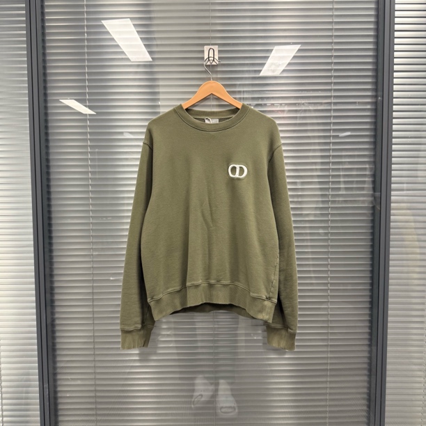 99新 DIOR/迪奥 刺绣Logo橄榄绿休闲卫衣 xxl码 9092