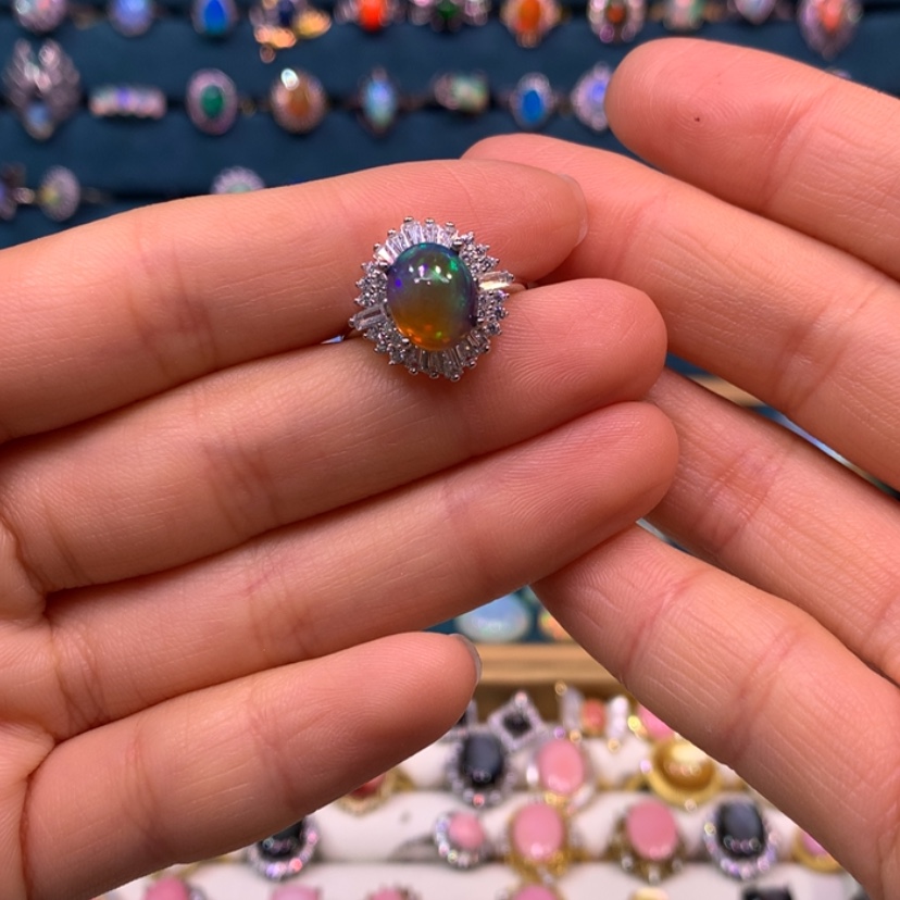 【闪购商品】欧泊戒指裸石定制不退不换银S925镶嵌我**笑