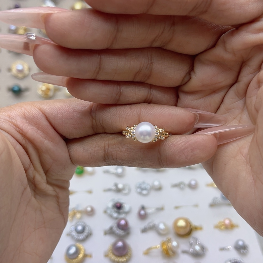 嘉***布戒指合金淡水珍珠