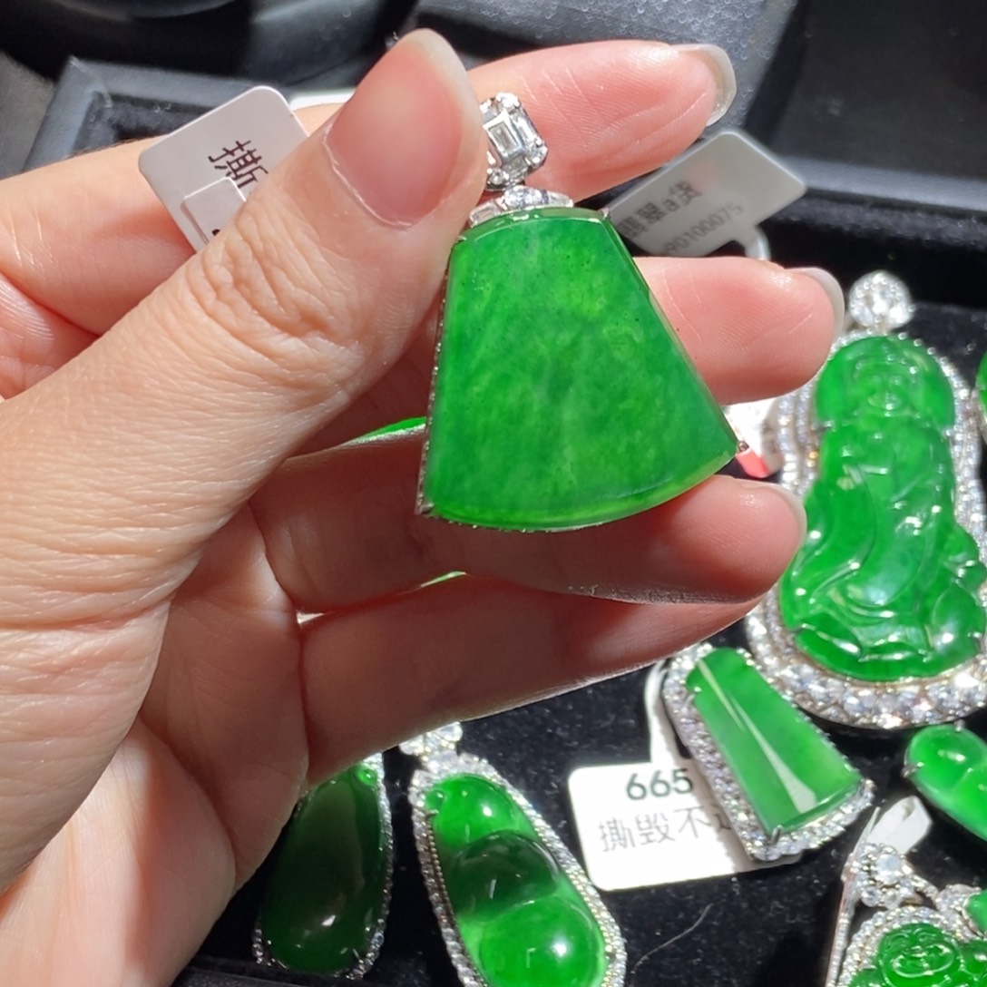 翡翠银S925镶嵌吊坠(不含链)