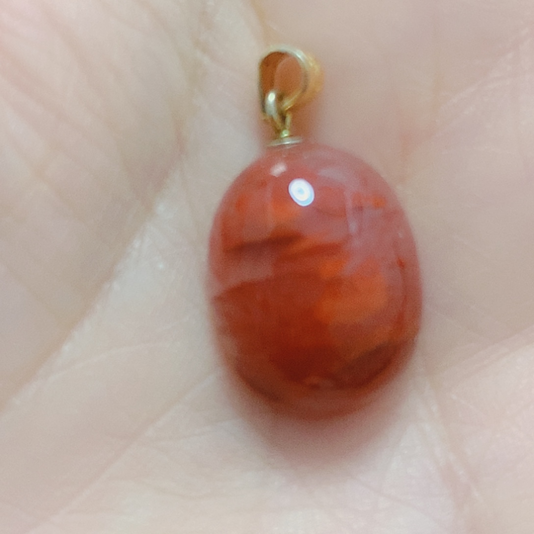 南红玛瑙银S925镶嵌吊坠(不含链)