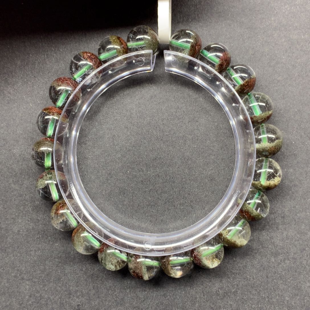 水晶手链未镶嵌用****贸绿幽灵聚宝盆9+mm