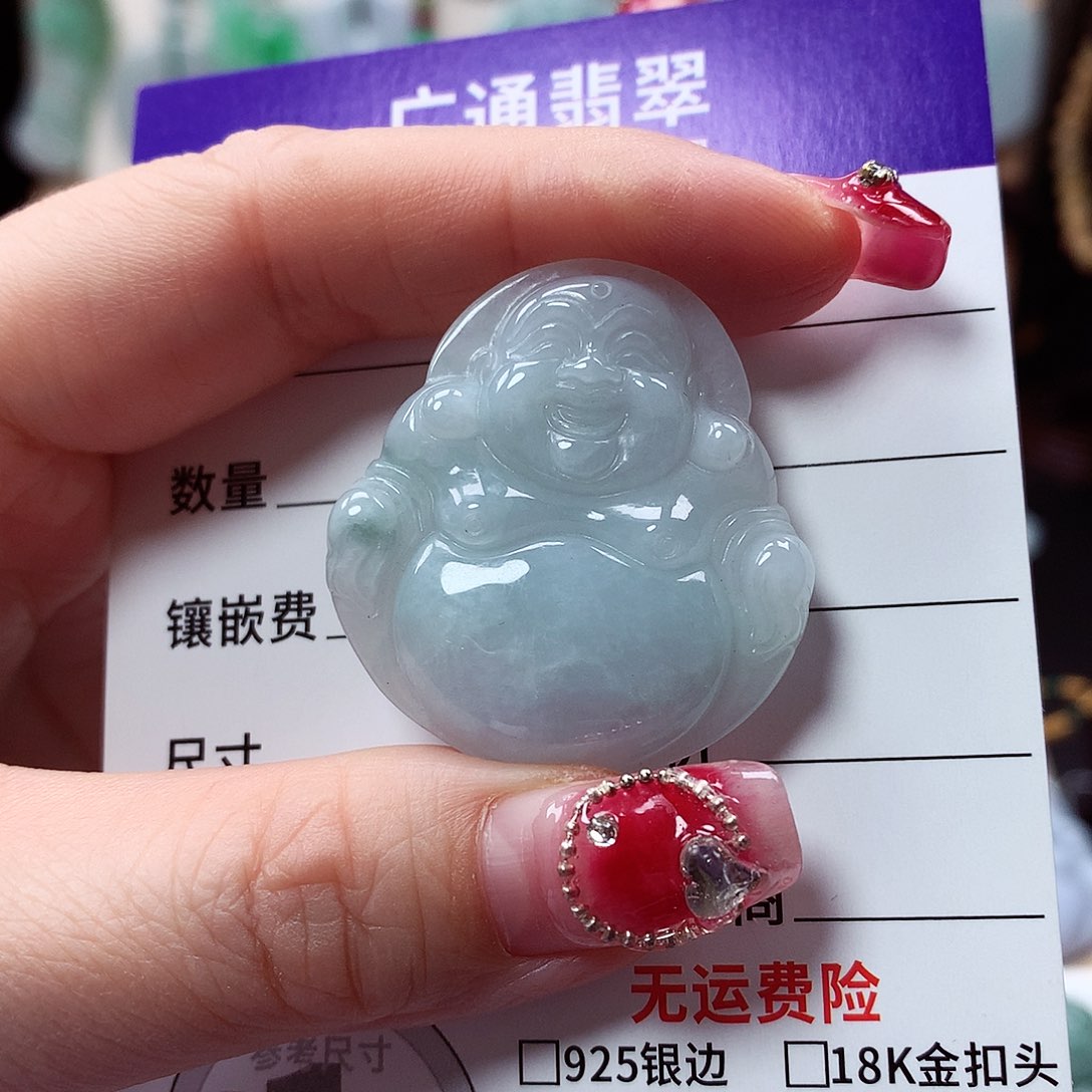 翡翠颈饰未镶嵌佛公，有棉，介意勿拍