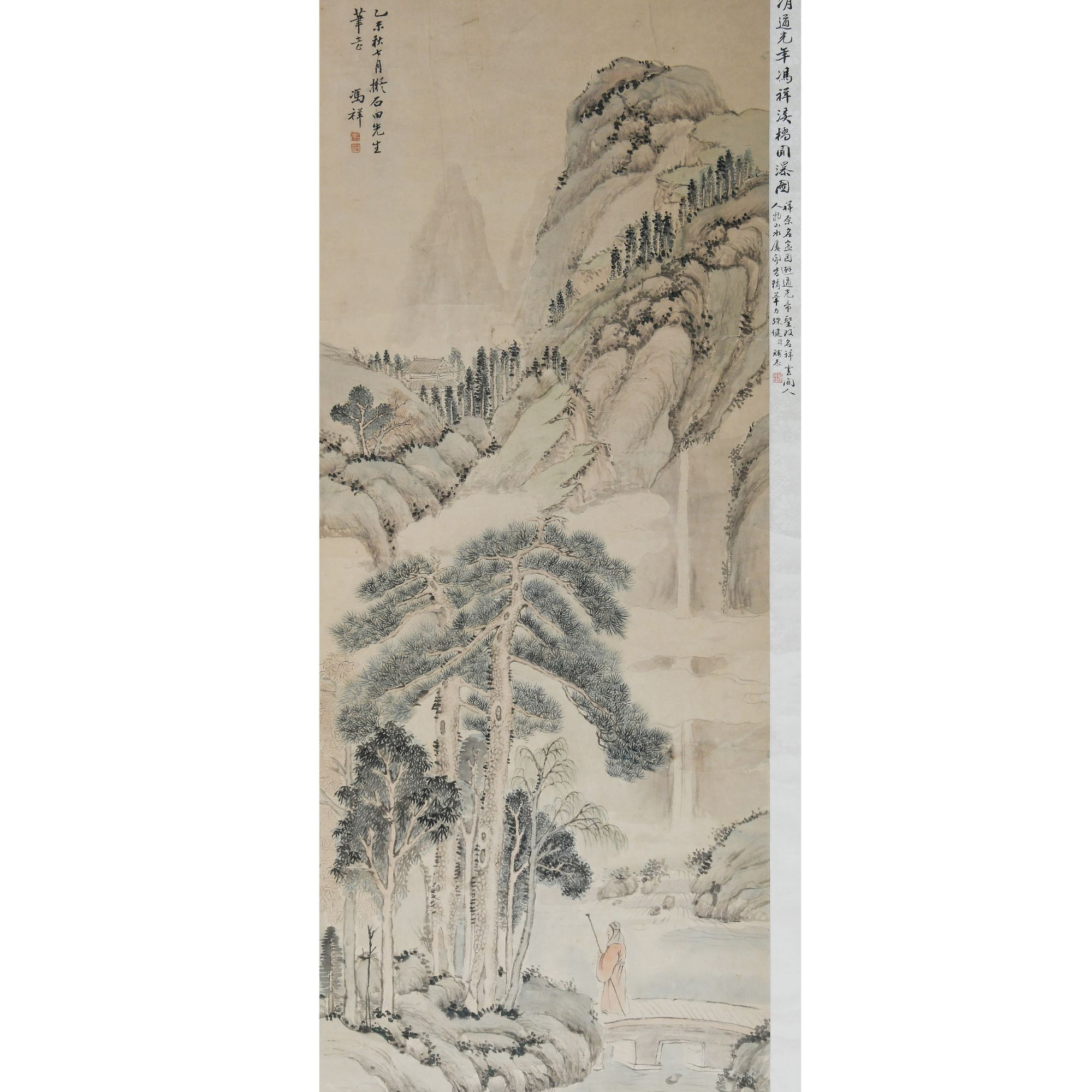 LOT.006冯祥【溪桥松瀑】纸本立轴B0502-146预展