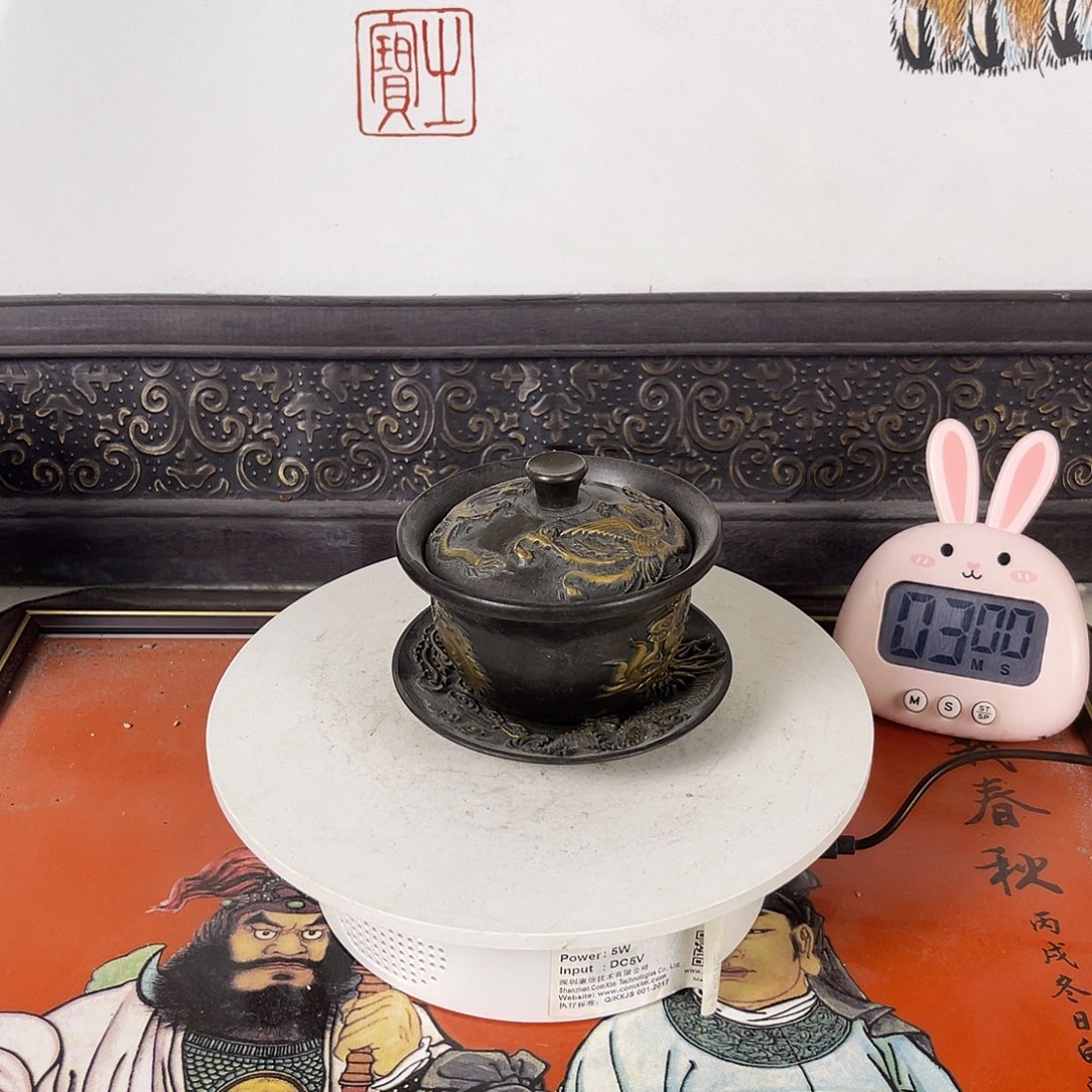 摆件青*瓷三才盖碗摆件茶具