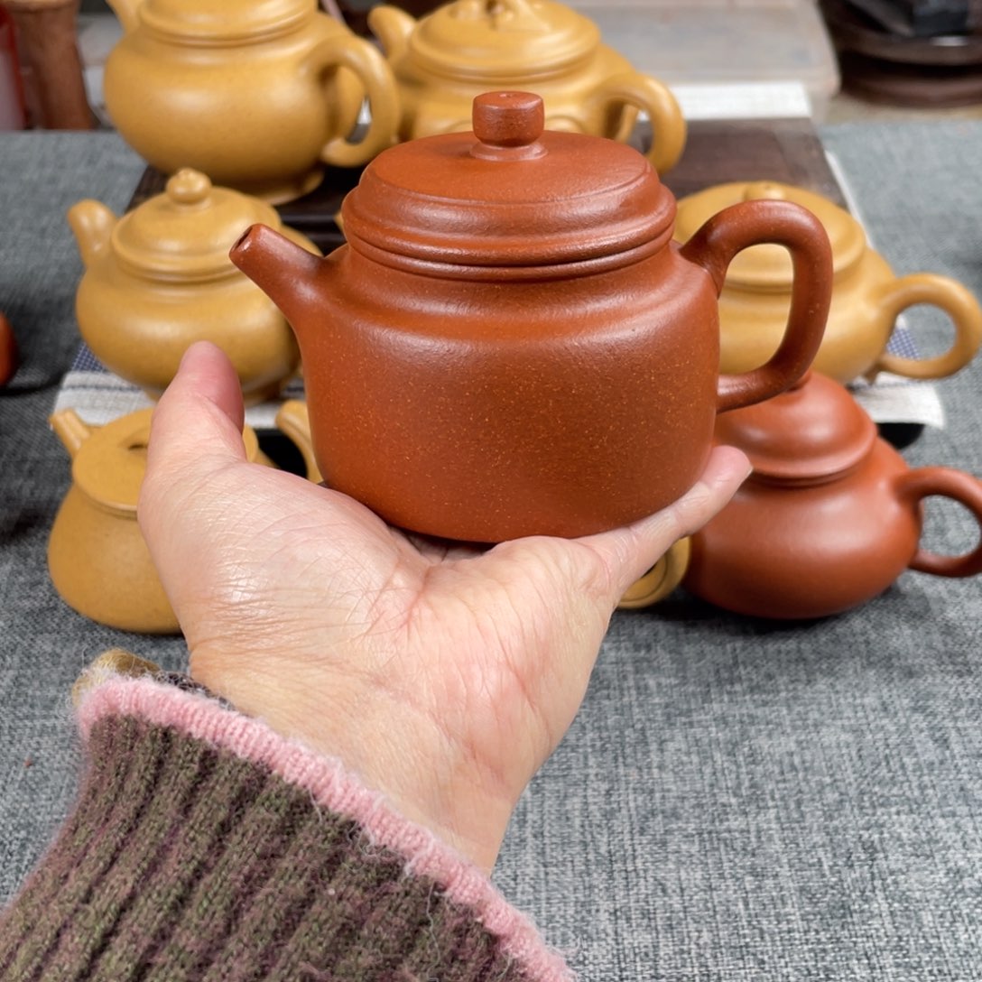 紫砂茶壶红降坡德钟全手40目210