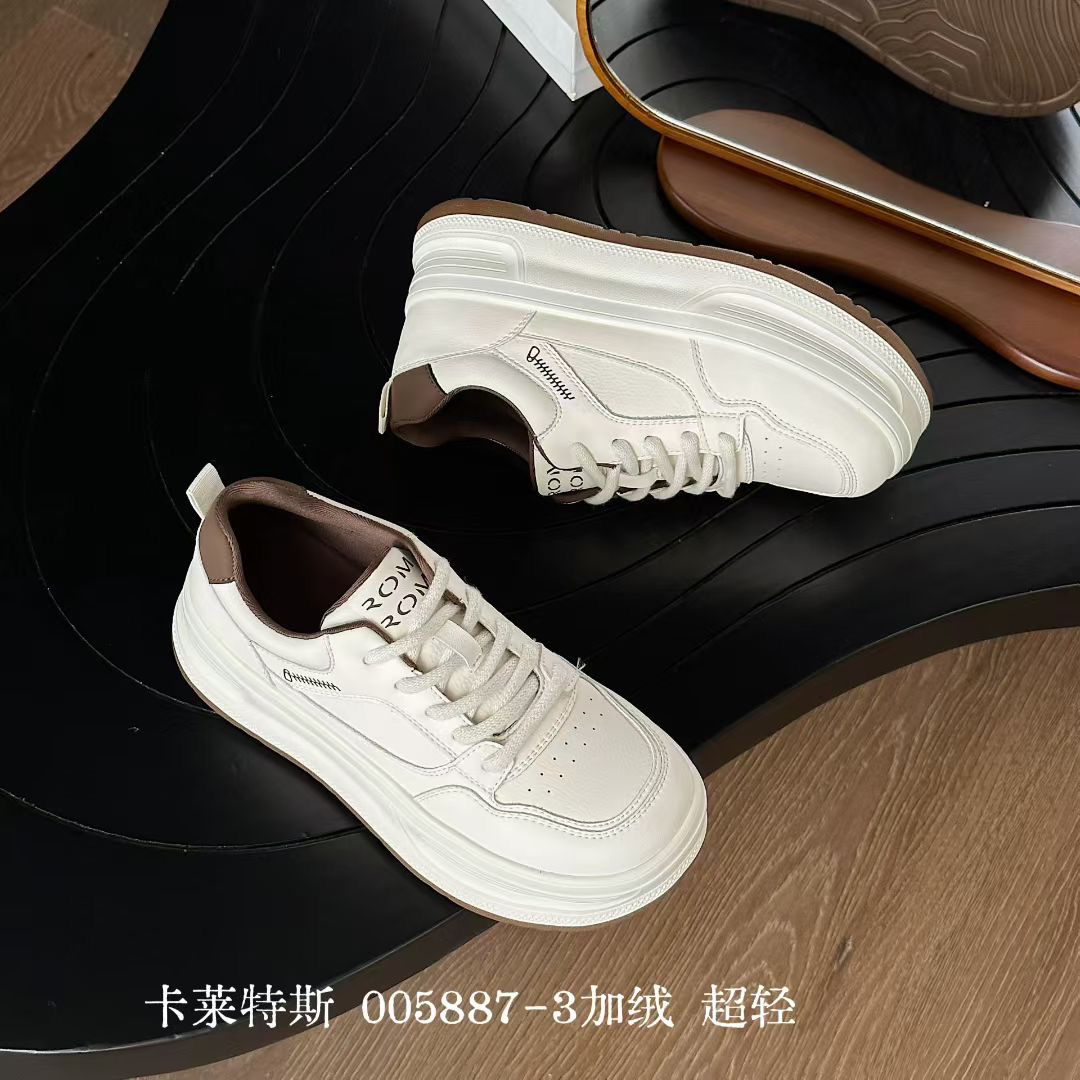 卡莱特斯35-40冬款加绒厚底保暖百搭轻便运动休闲女板鞋005887