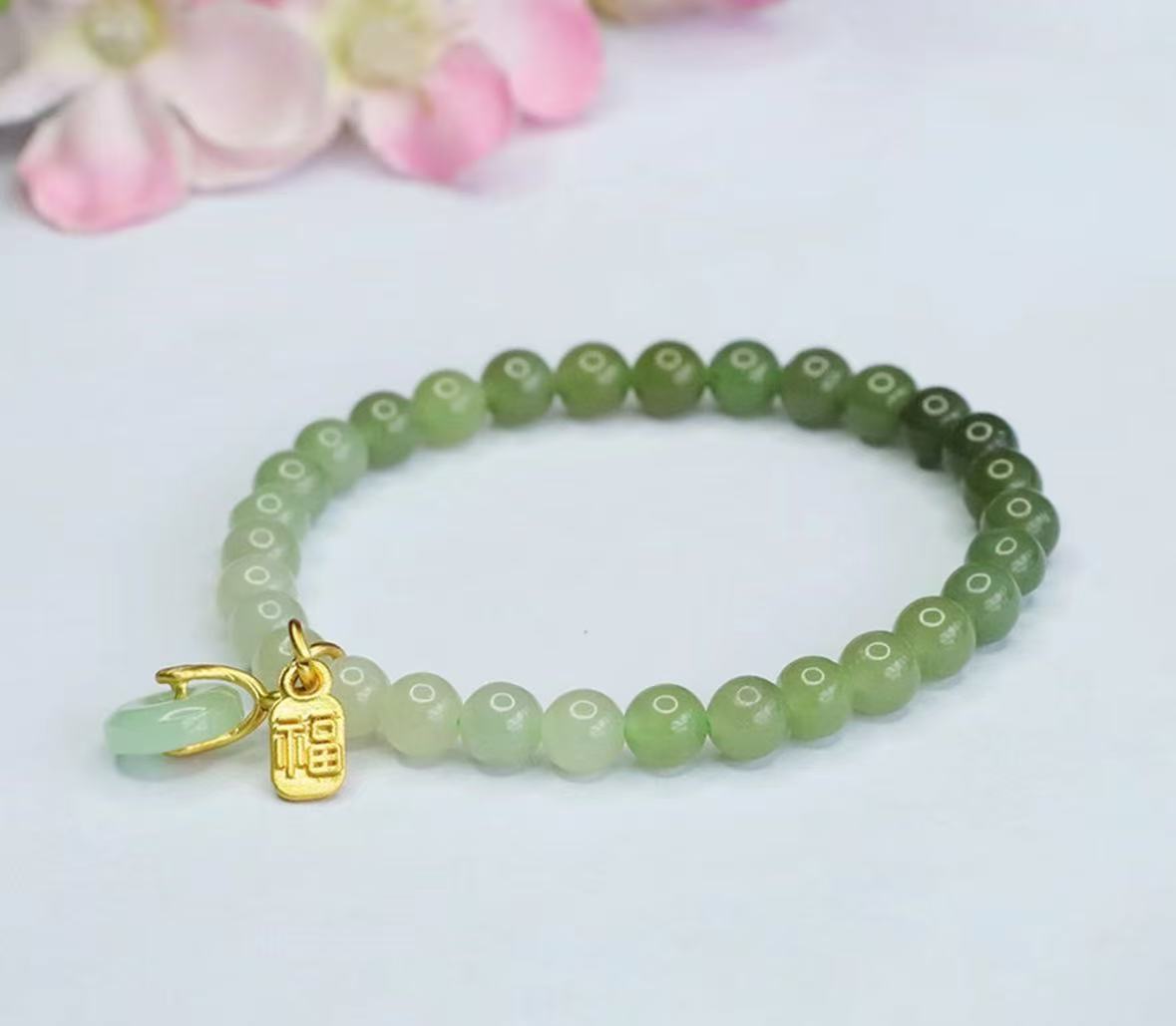 和田玉晴水料单圈手串SC-235