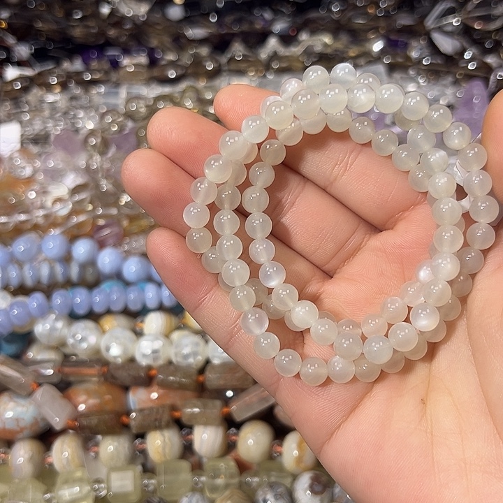 玛瑙/玉髓散珠白月光卡6三圈