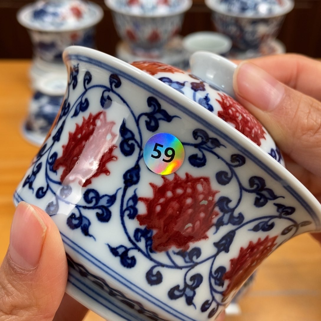 手绘现代茶具得古董幻*月