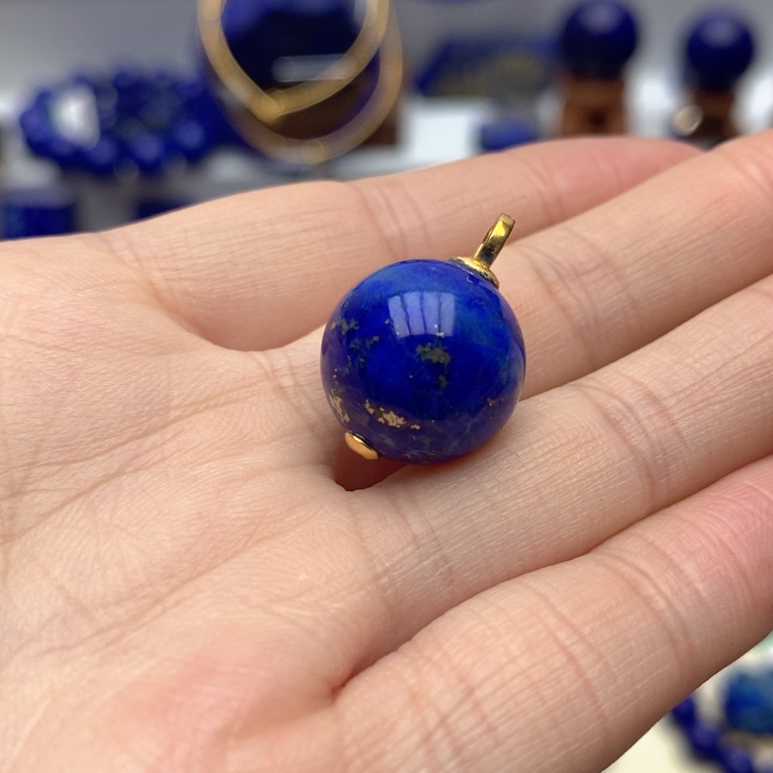 青金石银S925镀金镶嵌颈饰