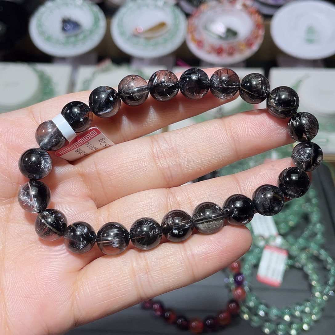 未镶嵌手链水晶黑银钛手串