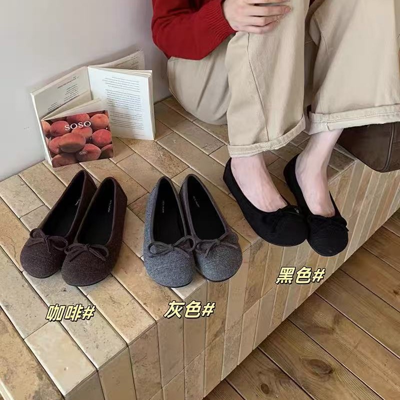 女秋冬外穿新款平底百搭法式小众一脚蹬豆单鞋M1565-1
