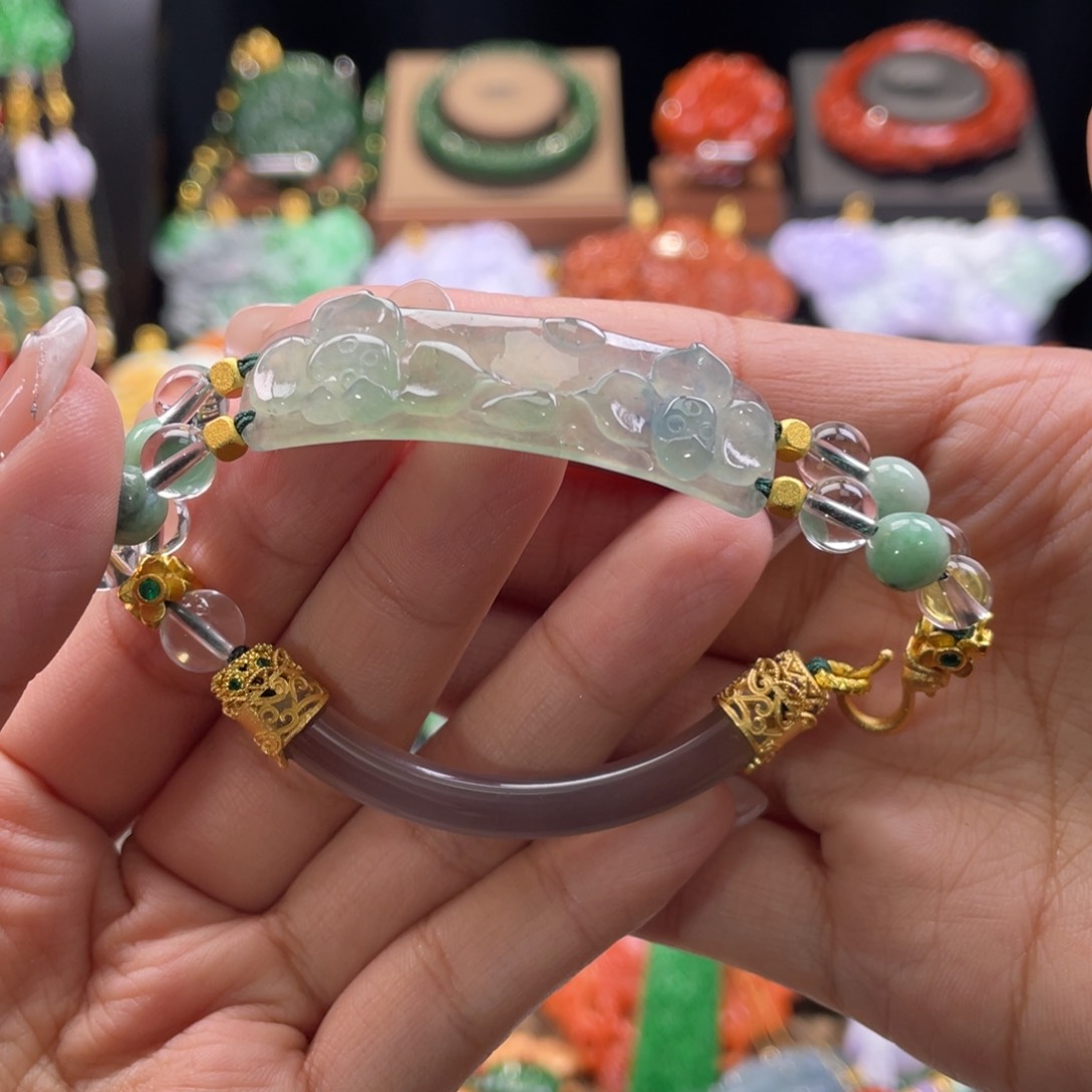 翡翠手链未镶嵌代编织