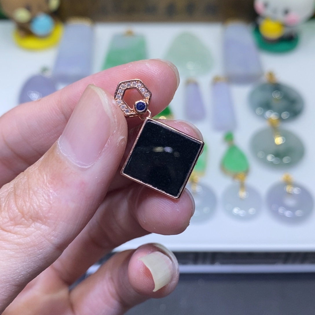 翡翠银S925镶嵌吊坠(不含链)