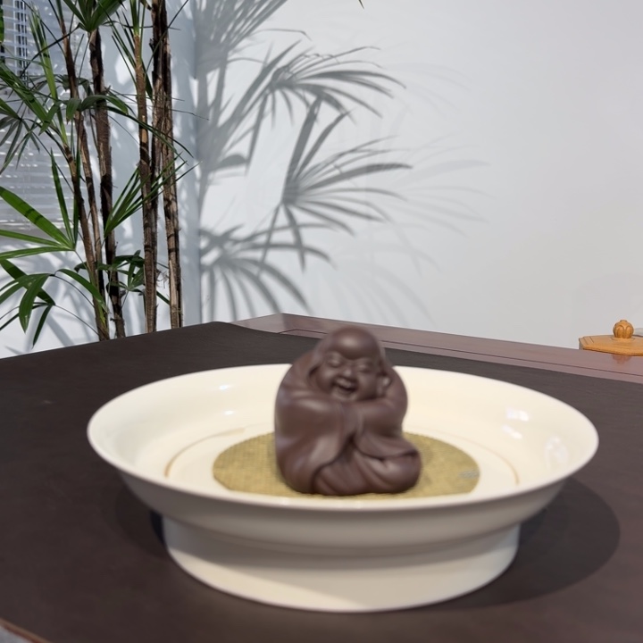 紫砂茶宠四号井底槽青弥勒笑口常开