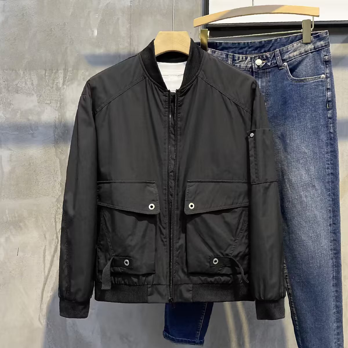 208-BY春秋季男女短款立领工装夹克韩版宽松百搭潮流上衣外套