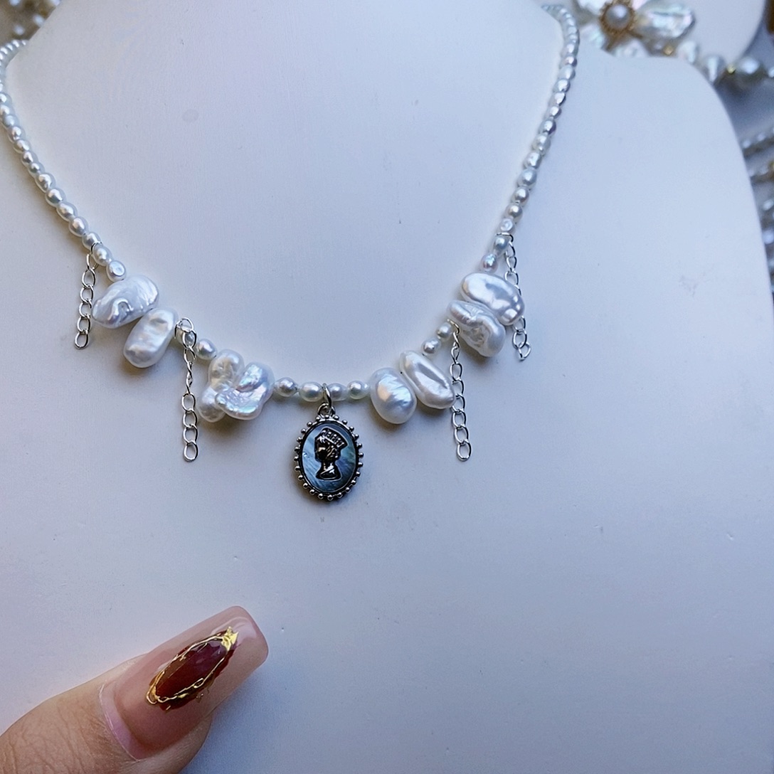 淡水珍珠颈饰银S925镶嵌