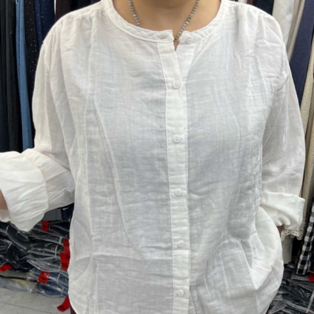 双纱棉长袖衬衫女简约宽松柔软亲肤