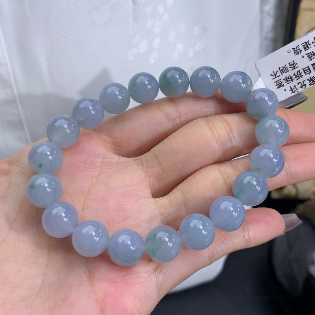 翡翠手链未镶嵌卡10冰胶蓝紫飘花手串