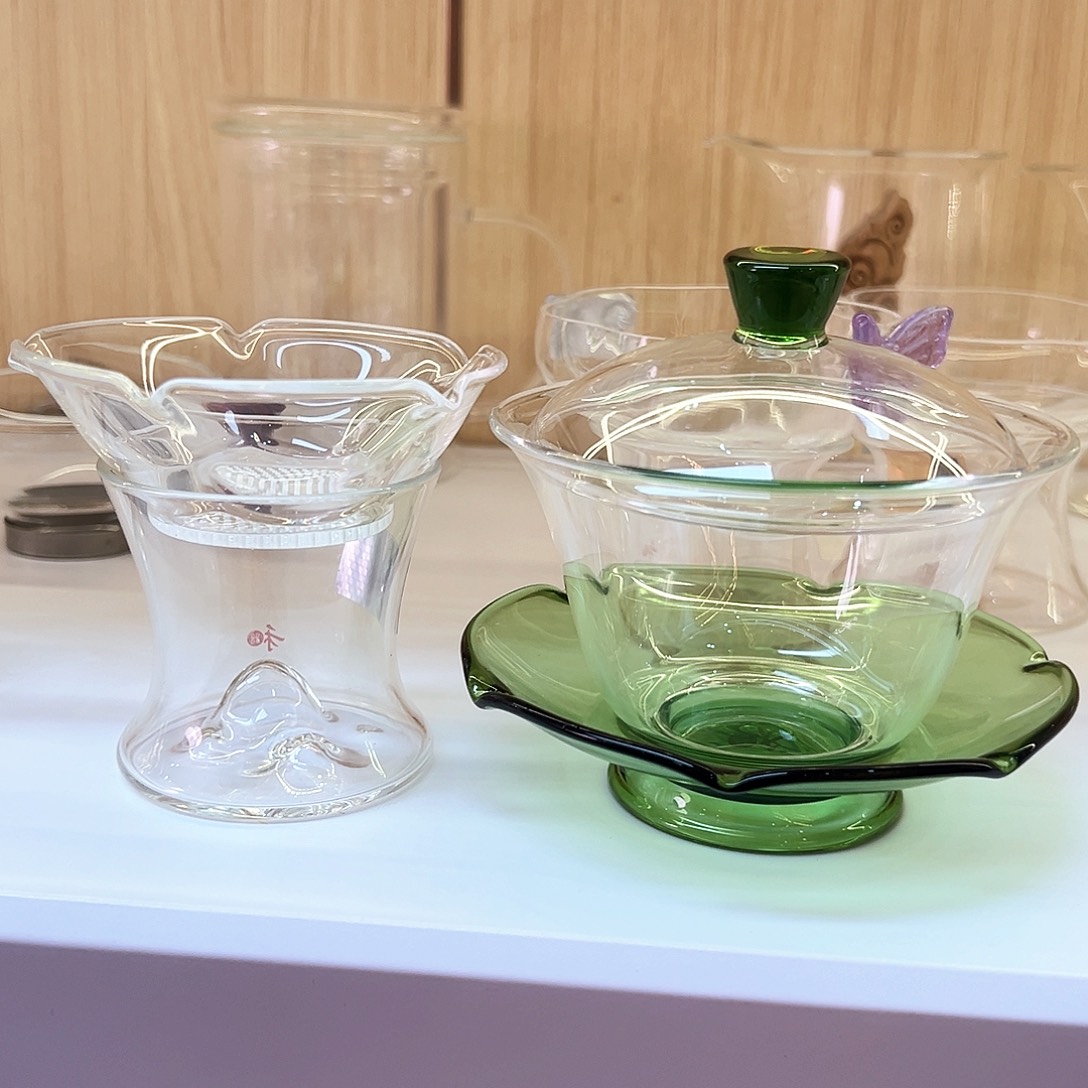 虎***子禾器观山茶激光➕荷叶盖碗湖绿色