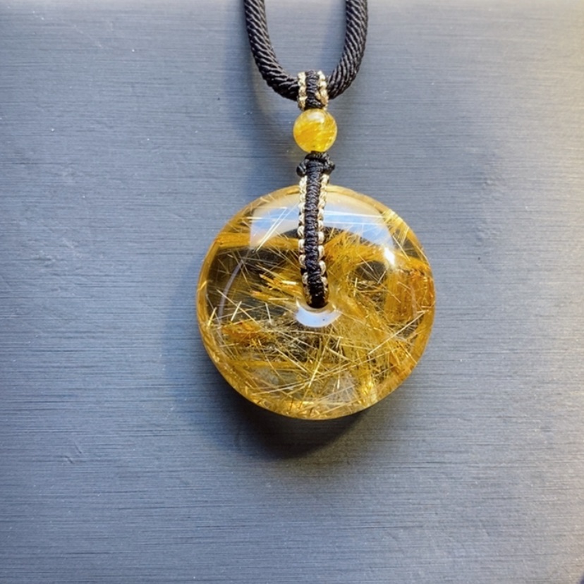 【闪购商品】未镶嵌颈饰发晶?****?天然发晶平安扣吊坠