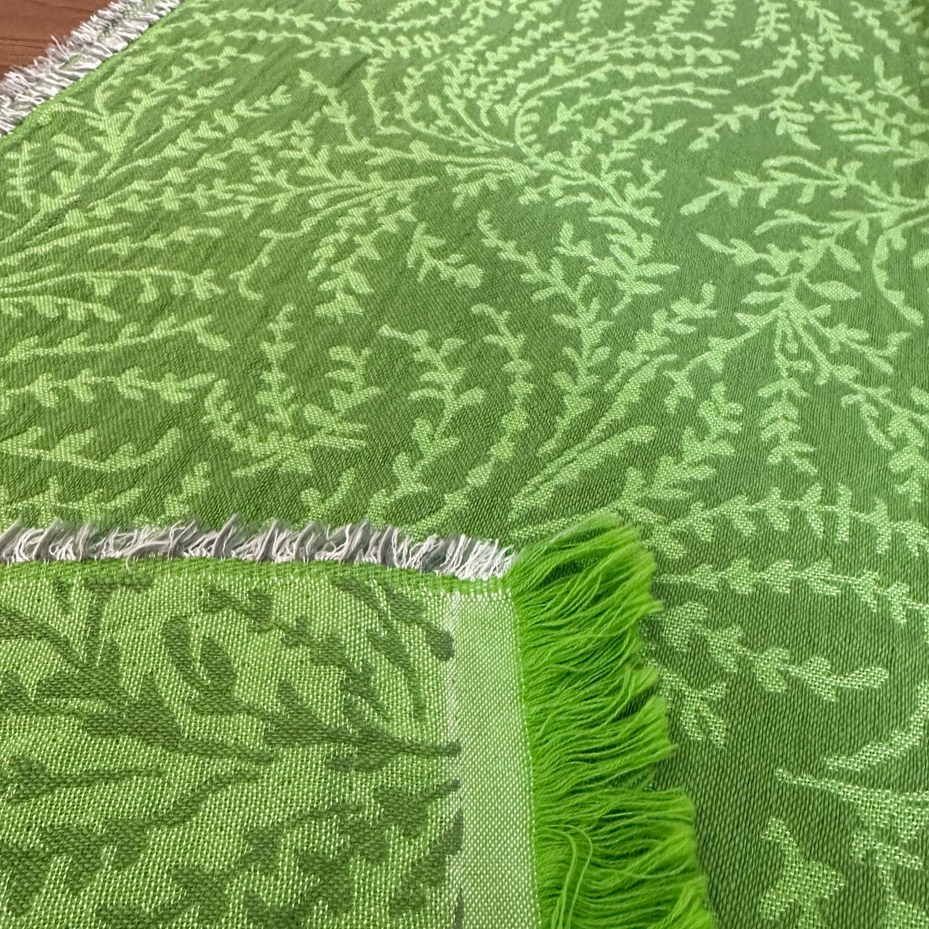 XDONGY（冬云家纺）高定150*200全棉流苏花边 漫咖翠绿  盖毯