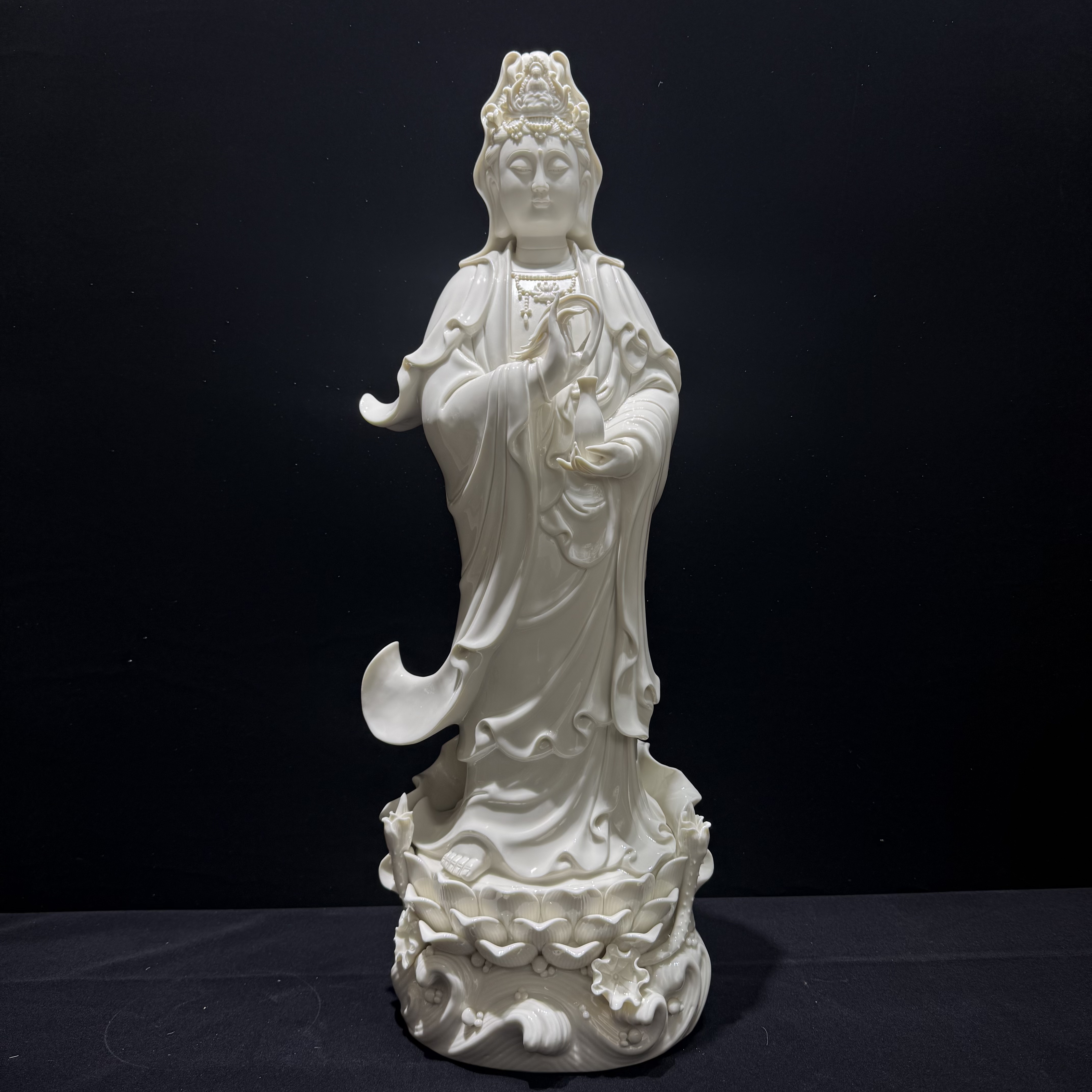 德化白瓷26寸立莲杨柳观音菩萨家用玄关茶室办公室送礼摆件工艺品