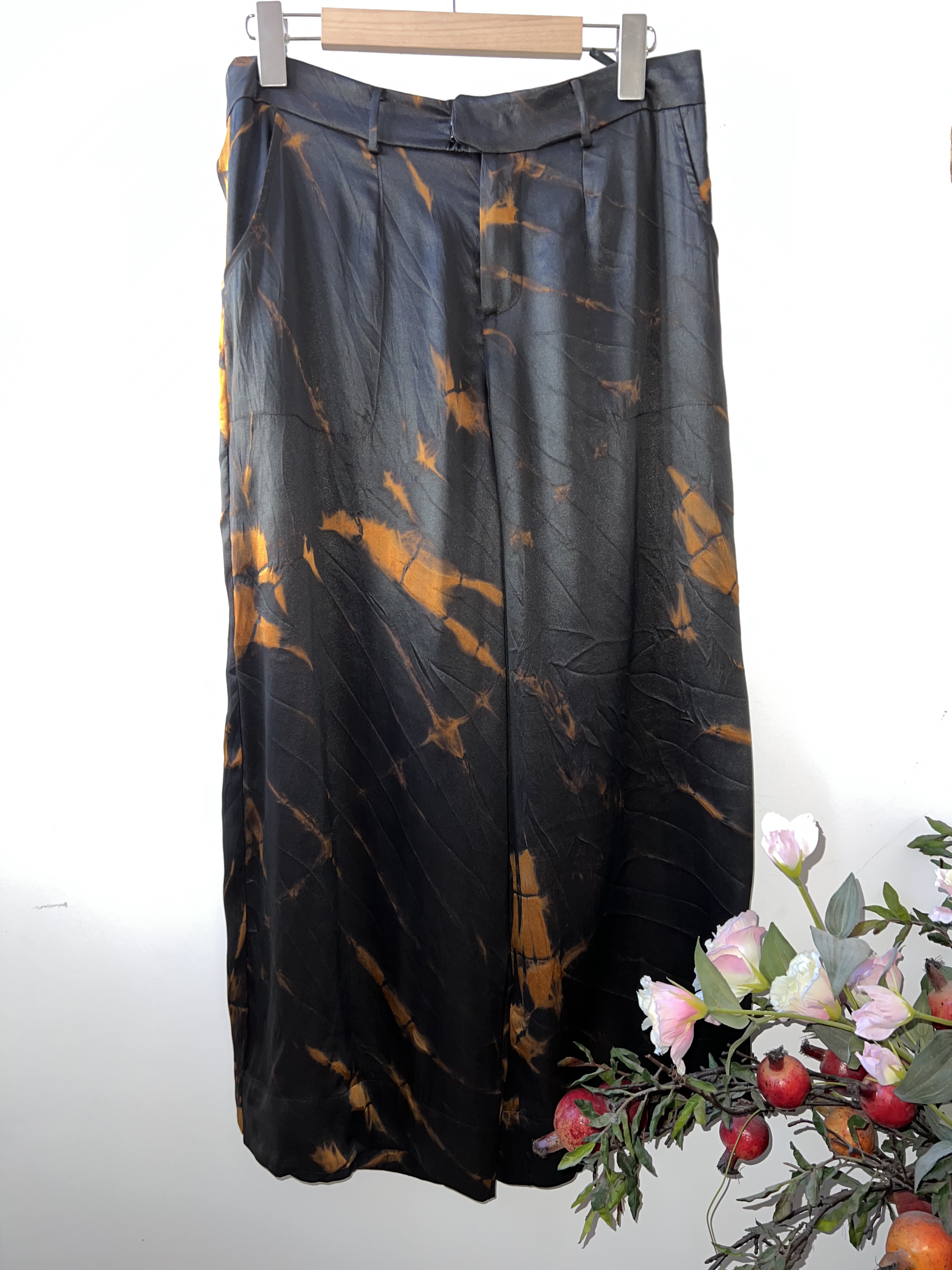 『格物』香云纱桑蚕丝宽松时尚气质百搭休闲显瘦大脚裤（24038）