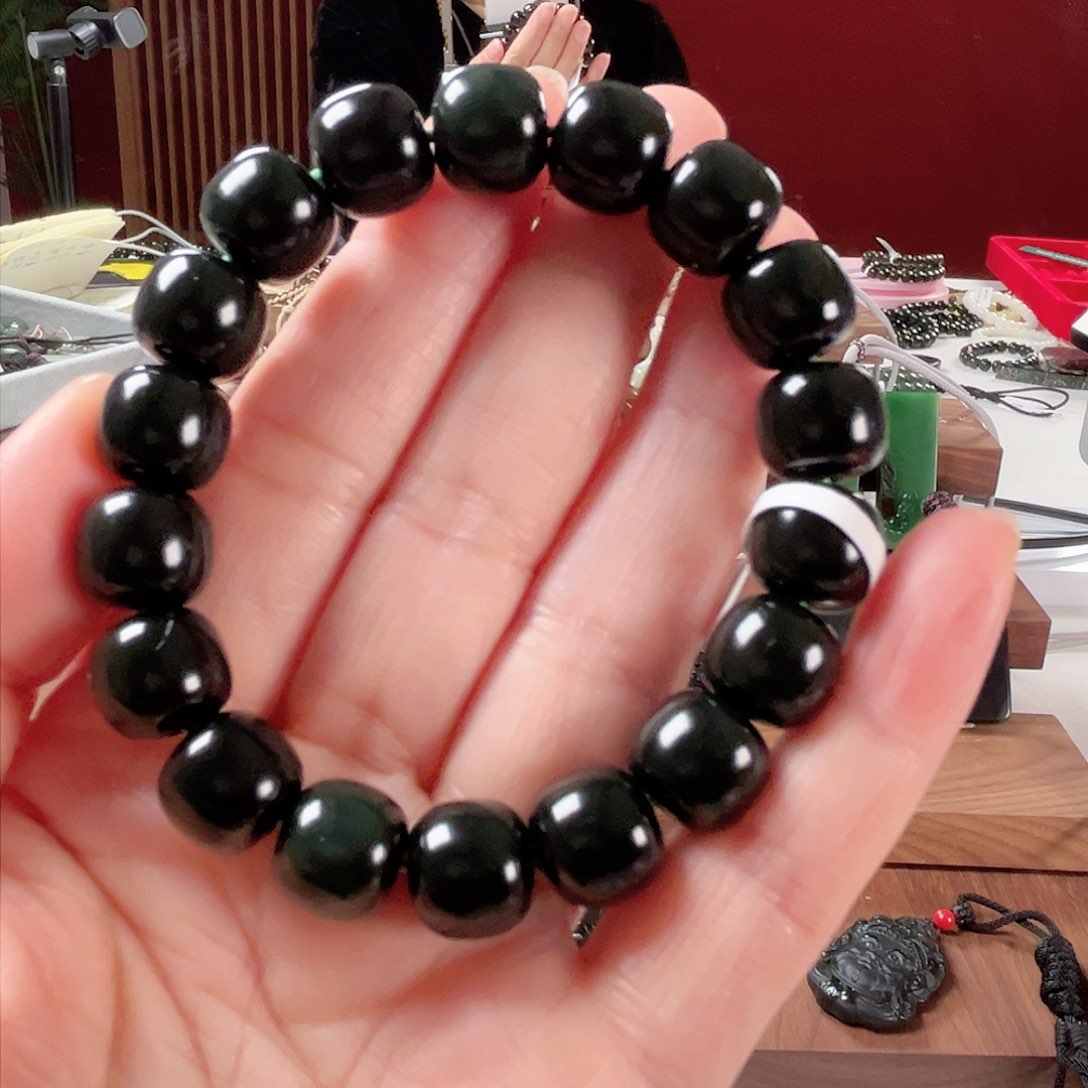 和田玉手链未镶嵌欢***七新疆和田玉塔青老型11/12