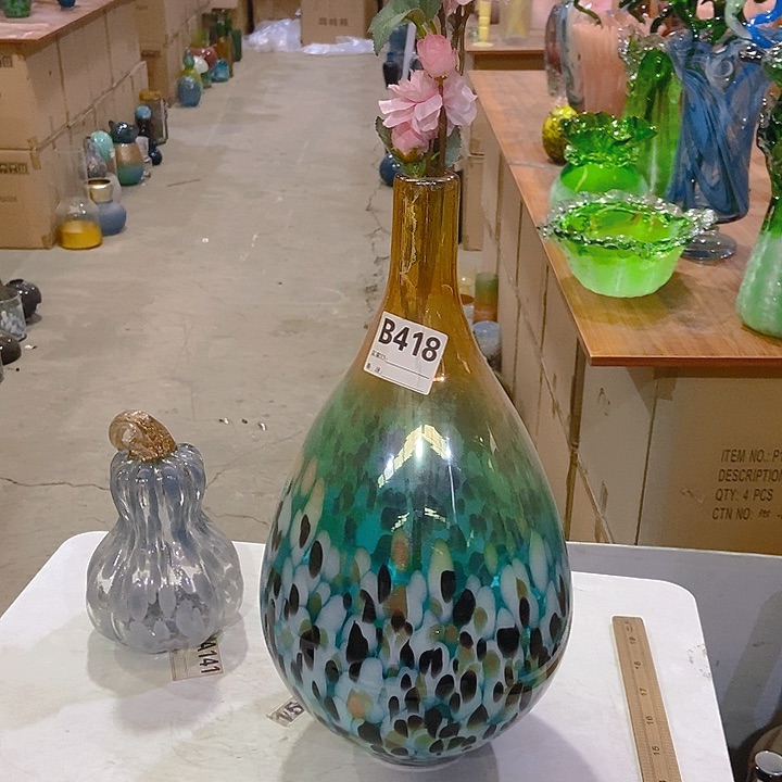 琉璃琉璃花瓶高43口3