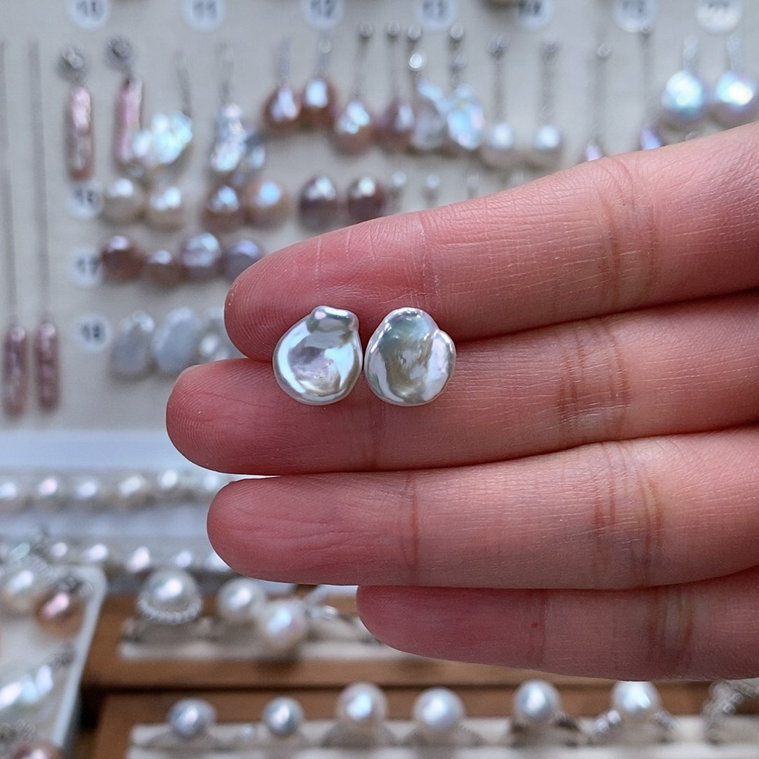 淡水珍珠耳饰银S925镶嵌