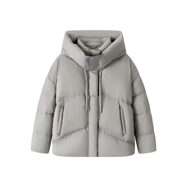 90白鸭绒连帽宽松女新中式弧形休闲时尚休闲纯色女款百搭