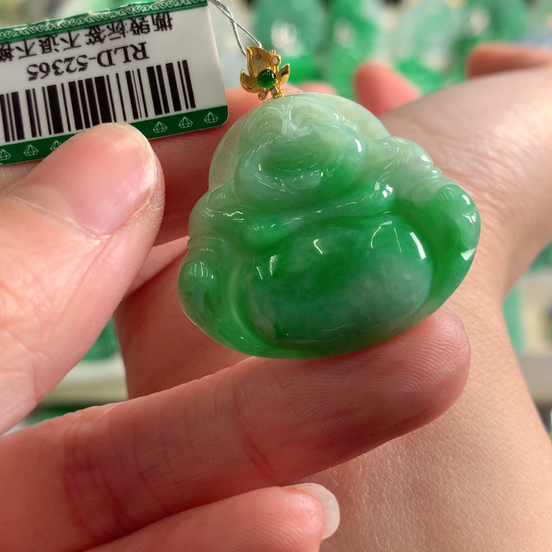 翡翠吊坠(不含链)18K金镶嵌