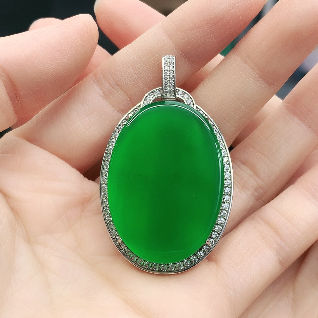 银S925镶嵌吊坠玛瑙/玉髓