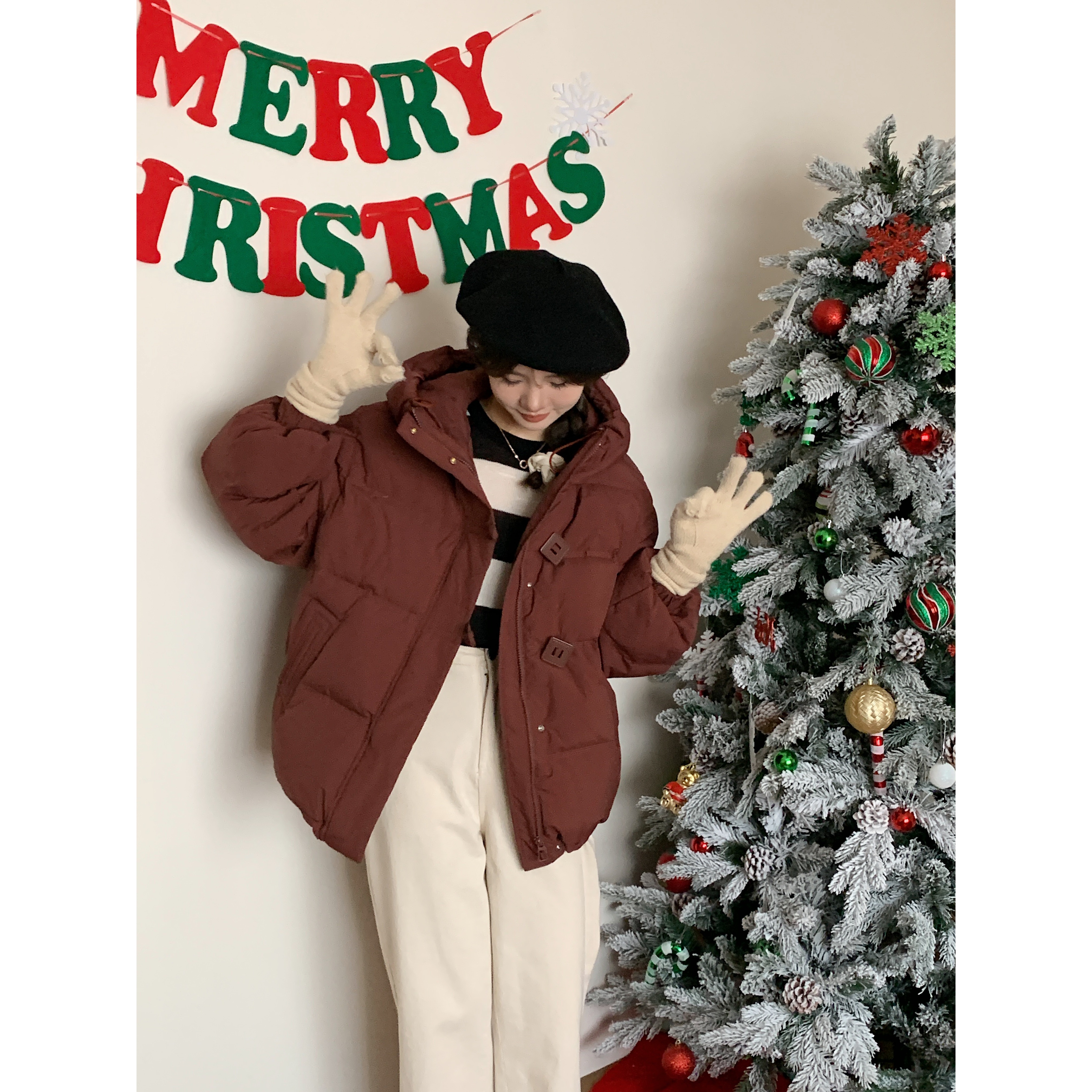 JOYNOW/加厚方扣白鸭绒羽绒服女韩系羽绒服女款爆款2025新款正品