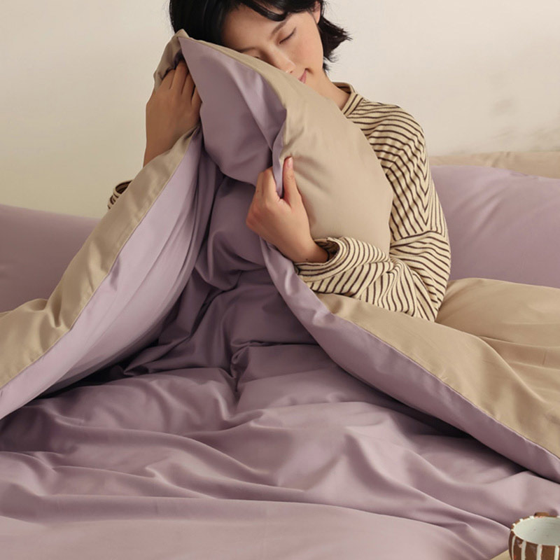 匹鲁60支100%全棉磨毛四件套秋冬纯色加厚三件套