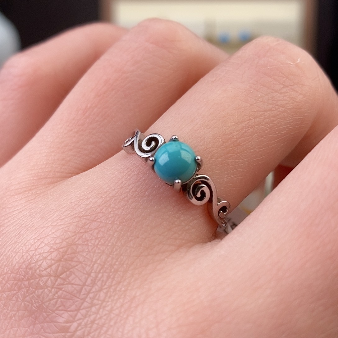 绿松石银S925镶嵌戒指