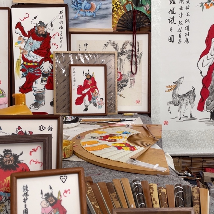 叙***旧国画李老师李老师折扇