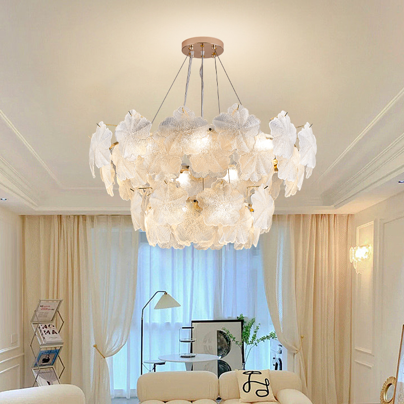 8839/五叶花法式水晶吊灯ins花瓣轻奢奶油风客厅卧室大厅餐吊灯饰
