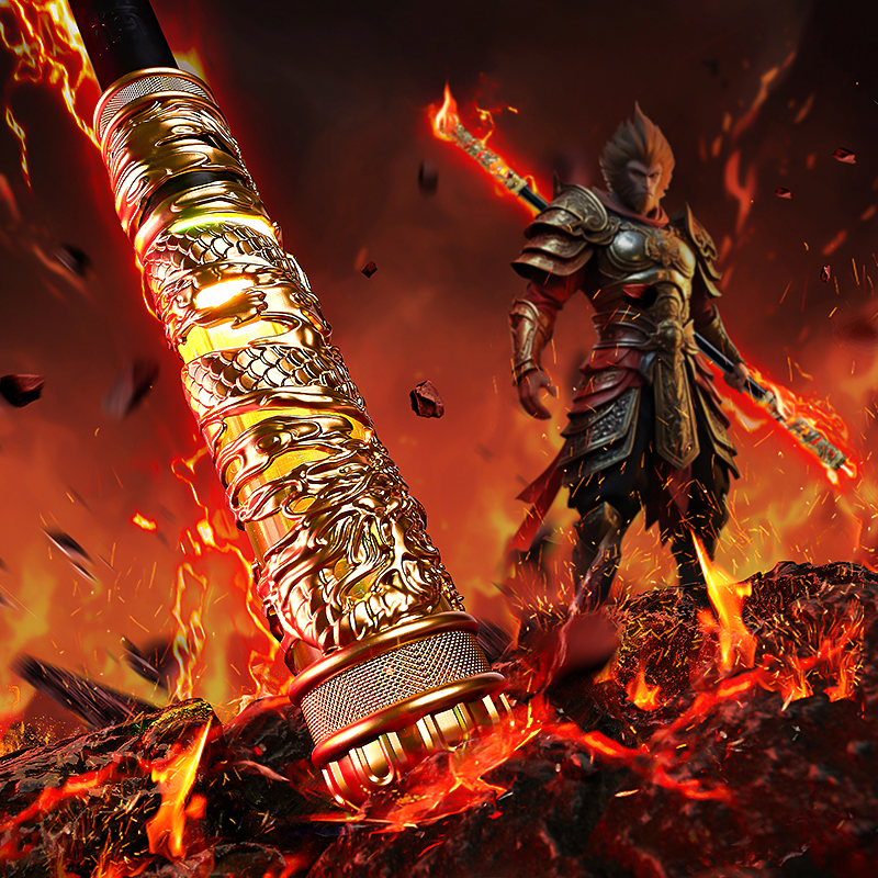 黑色悟空如意金箍棒可声控自动伸缩电动儿童玩具男孩