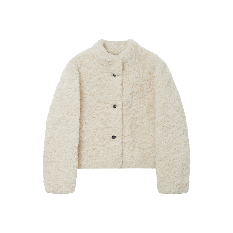 短款单排扣环保毛皮毛一体毛毛外套