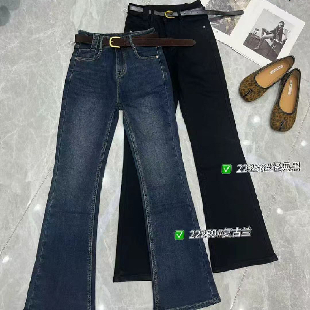 22269秋冬季时尚百搭复古牛仔喇叭裤显瘦显高挑