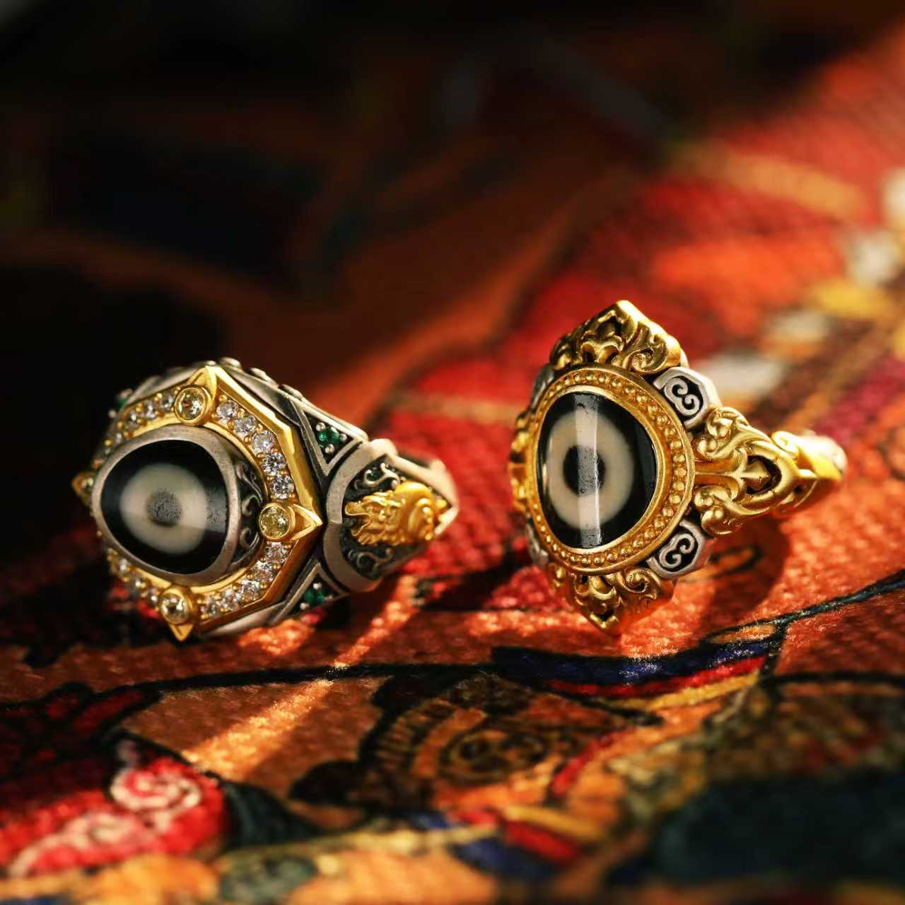 925银戒指 【传饰圣藏】吐宝鼠金刚杵对戒