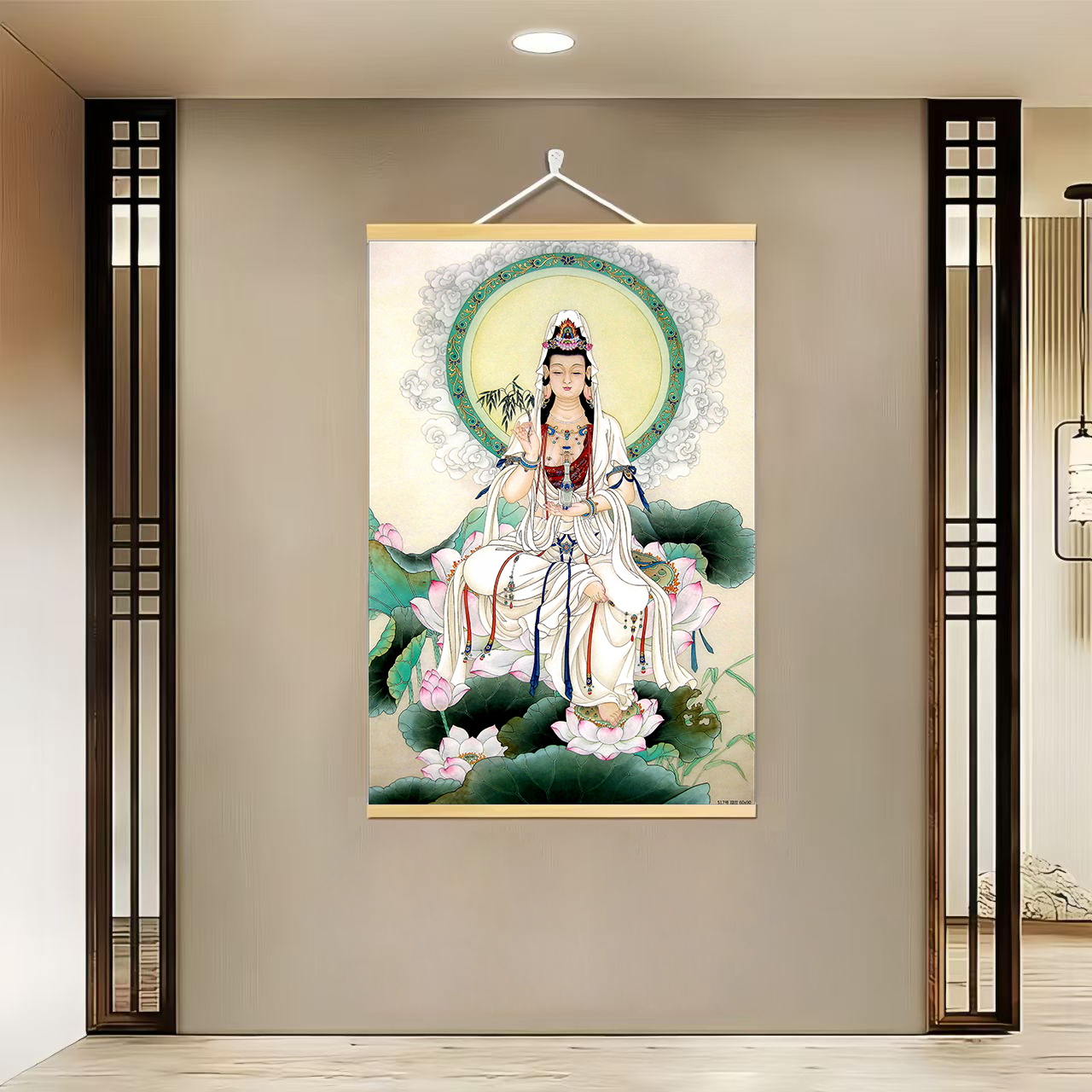 [517观音]60x90cm现代简约挂轴装饰画办公室家居装饰画