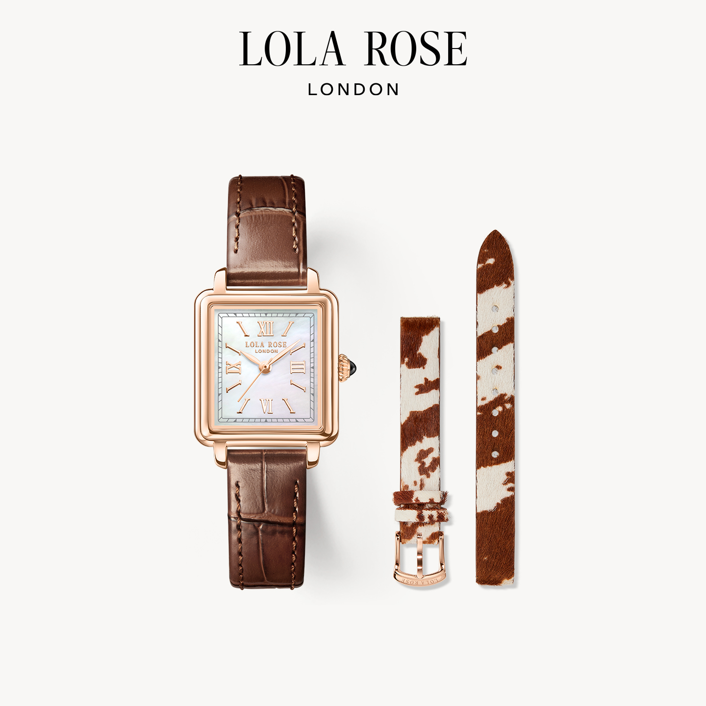 【秋上新】LolaRose罗拉玫瑰经典小棕表限定奶牛纹皮带套装女自播
