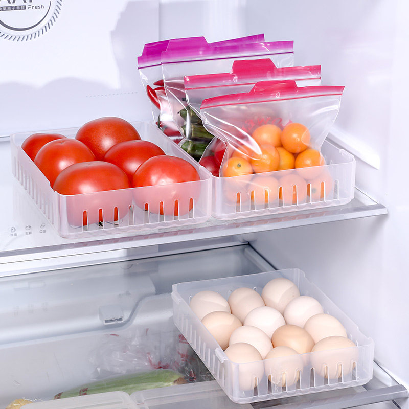 日本进口冰箱冷冻专用收纳盒镂空透气雪糕存放蔬菜分装储物盒