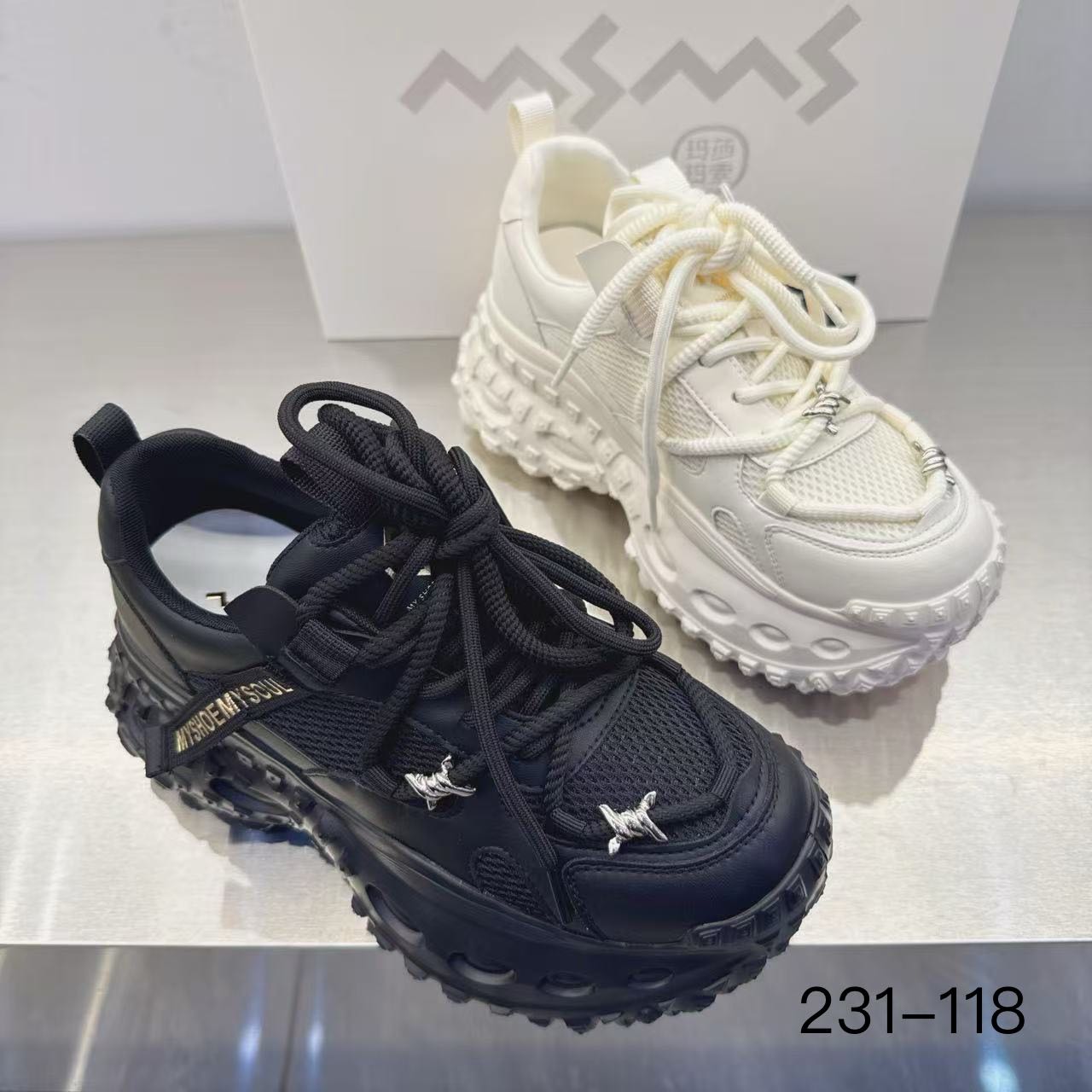 玛莎玛索秋季新款老爹鞋213-118时尚百搭休闲厚底双网潮鞋女鞋