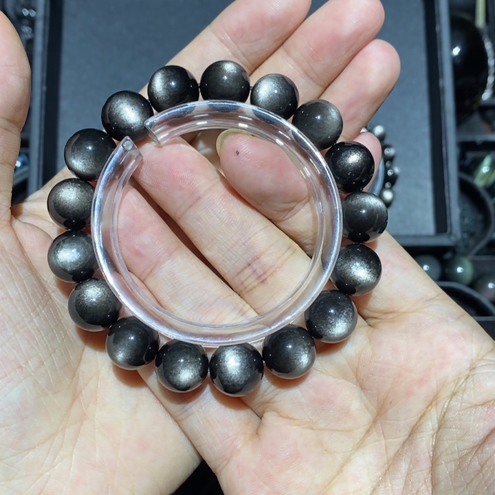 黑曜岩手链未镶嵌兔****槽